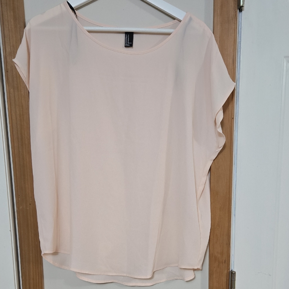 Forever 21 Tan Flutter Sleeve Blouse Relaxed Fit